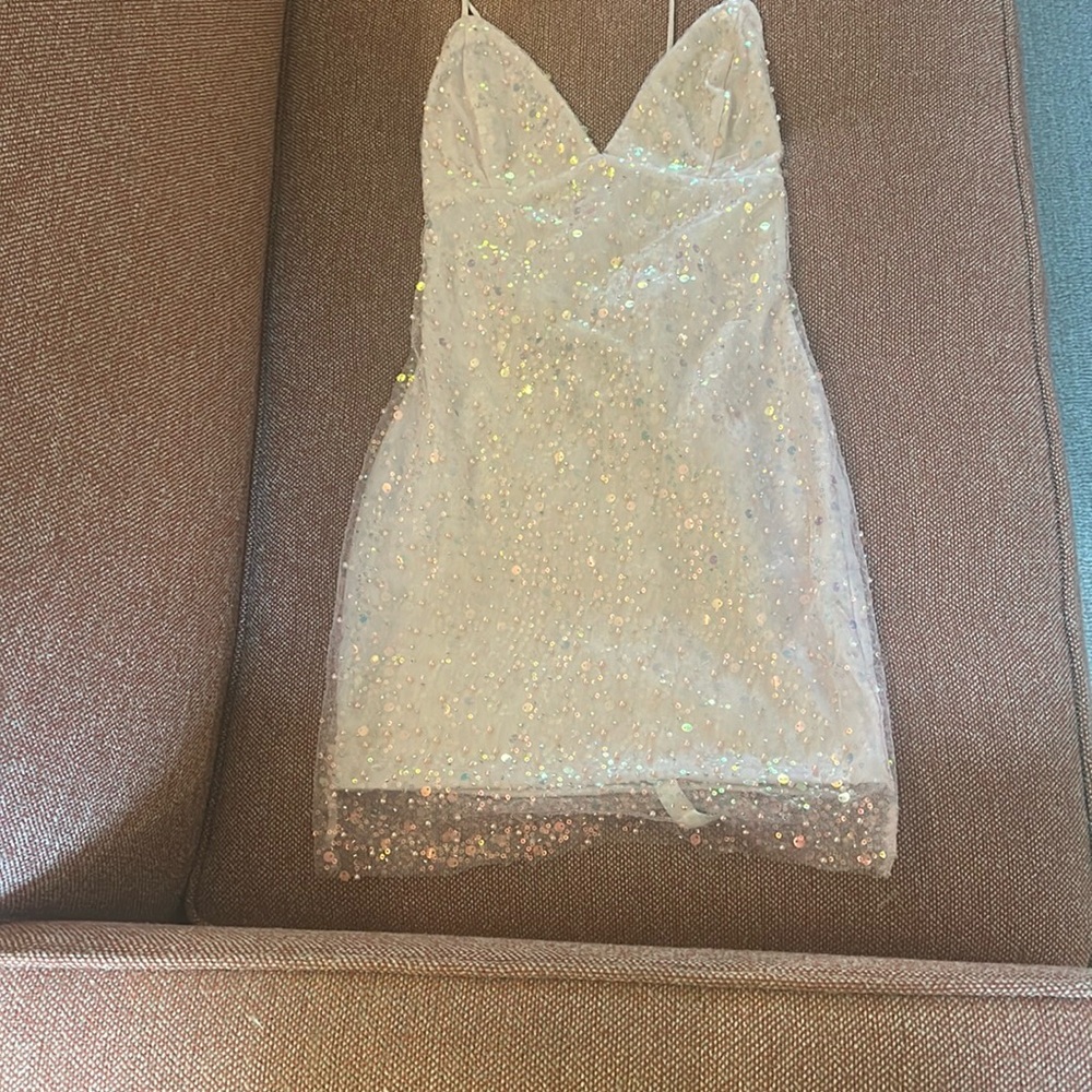 Lucy in the Sky Cream Gold Sequin Mini Dress